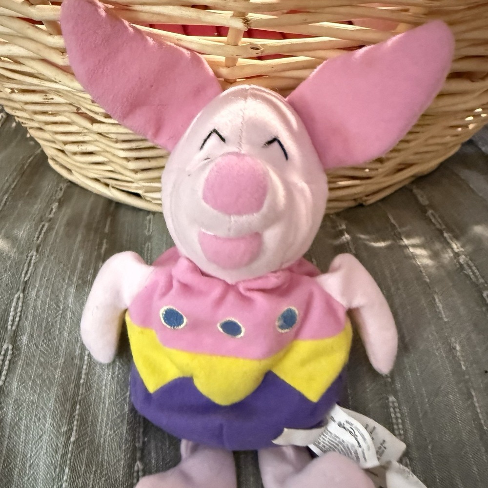 Disney Store‎ Easter Egg Piglet 7" Stuffed Animal Mini Bean Bag Plush Spring VTG - Picture 2 of 8